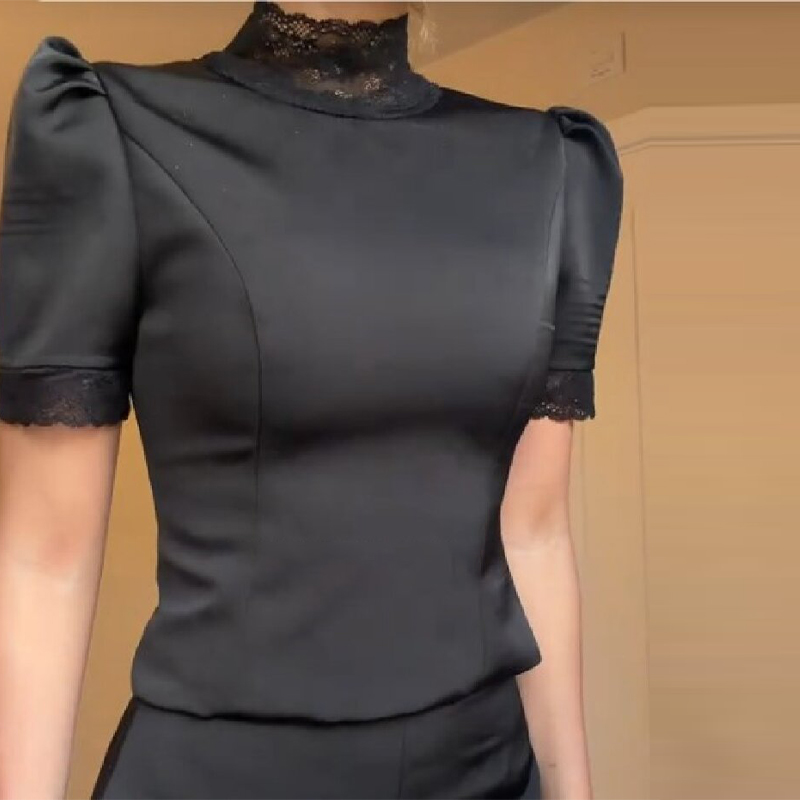 New Satin Lace Edge Top Short  - đánh giá và giá Blouse Off Shoulder